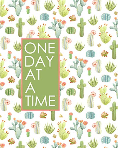 One Day at a Time - 18 Month Planner: Colorful Cactus Recovery Oriented Daily Weekly and Monthly Views with Notes and Dot Grid Journal Pages (18 Mon